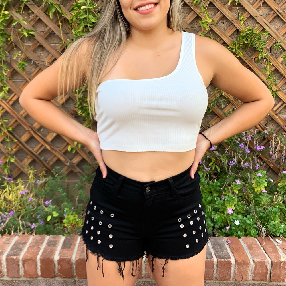 Black high waste shorts. Never worn. Only for pics